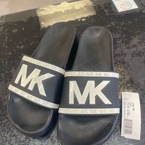 Michael Kors Black and White Slide Sandals